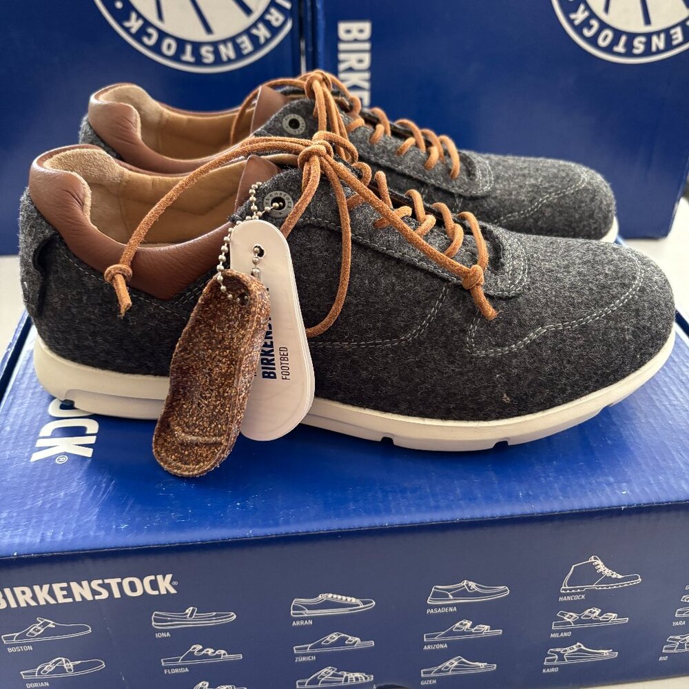 NIB | Birkenstock Gray Felt Lace Up Sneaker Shoe Cincinnati Narrow Fit EU 38